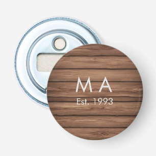 Brown rustic boho add name letter year date text bottle opener