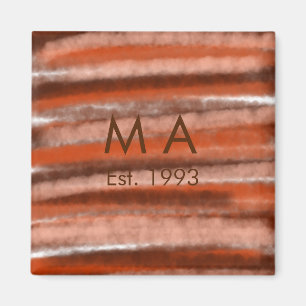 Brown rustic boho add name letter year date text magnet