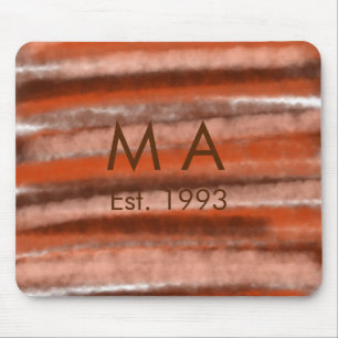 Brown rustic boho add name letter year date text mouse mat