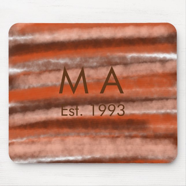 Brown rustic boho add name letter year date text mouse mat (Front)