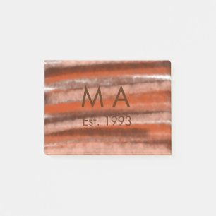 Brown rustic boho add name letter year date text post-it notes