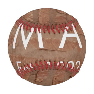 Brown rustic brick stone add name letter year date baseball