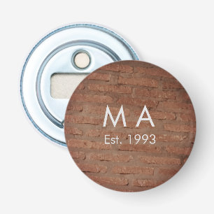 Brown rustic brick stone add name letter year date bottle opener