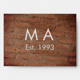 Brown rustic brick stone add name letter year date envelope