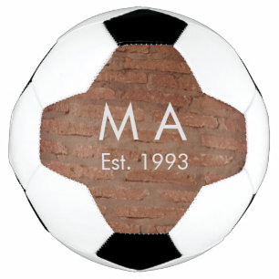 Brown rustic brick stone add name letter year date football