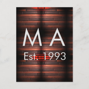 Brown rustic brick stone add name letter year date postcard