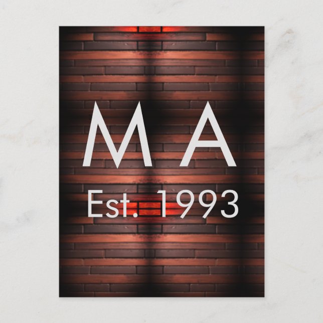 Brown rustic brick stone add name letter year date postcard (Front)