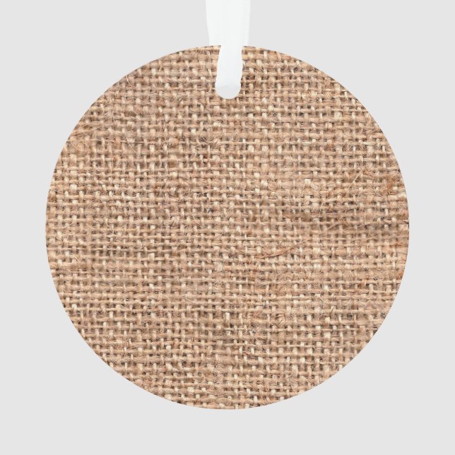Brown Rustic Burlap Texture Ornament (Back)