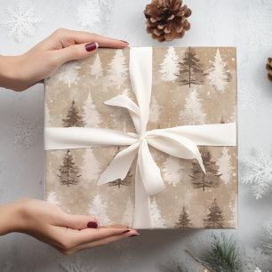 Brown Rustic Christmas Winter Bear Wrapping Paper Sheet