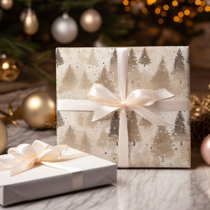Brown Rustic Christmas Winter Pine Tree Wrapping Paper Sheet
