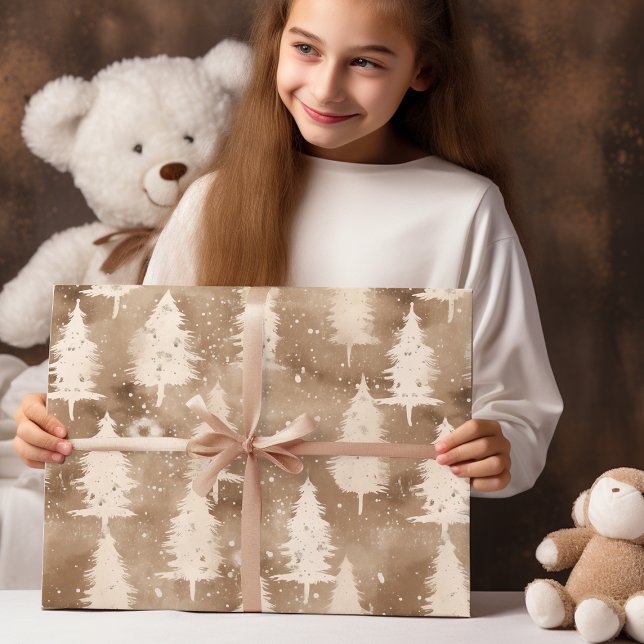Brown Rustic  Christmas Winter Village  Wrapping Paper (Creator Uploaded)