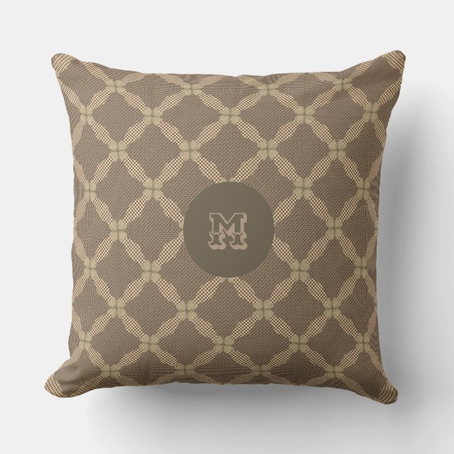 Brown Rustic Geometric Pattern Cushion (Front)