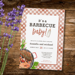 Brown Rustic Grill Barbecue Baby Shower Invitation