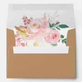 Brown Rustic Kraft Botanical Spring Floral Wedding Envelope