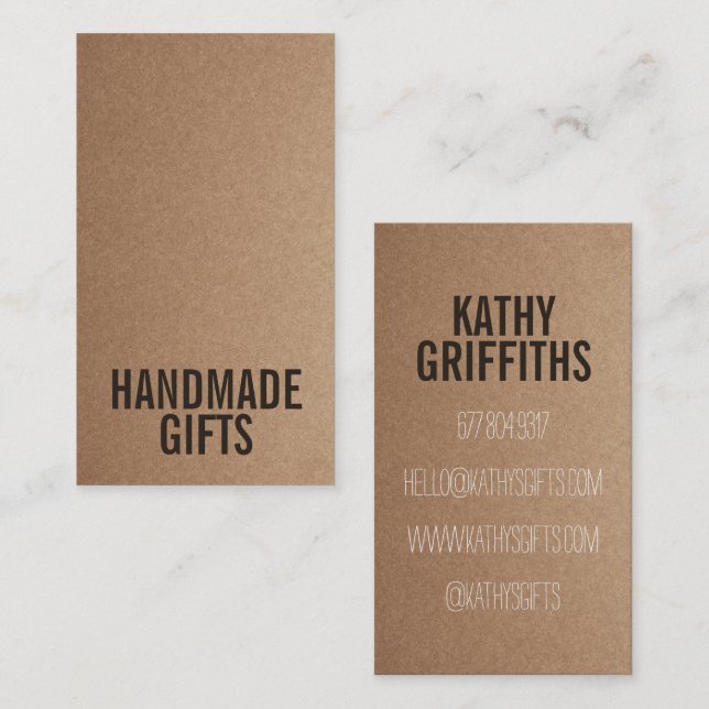 Brown Rustic kraft paper diy handmade cardboard Business Card (Front/Back)