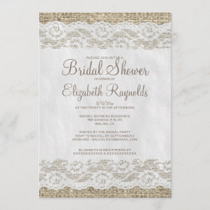 Brown Rustic Lace Bridal Shower Invitations