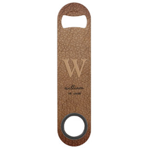 Brown rustic leather Monogram stylish script name