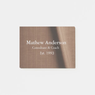 Brown rustic linen printed beige vintage add name  post-it notes