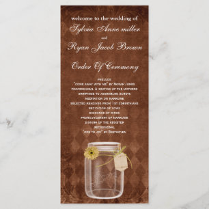 brown rustic mason jar Wedding program Programme
