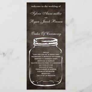 brown rustic mason jar  Wedding program Programme