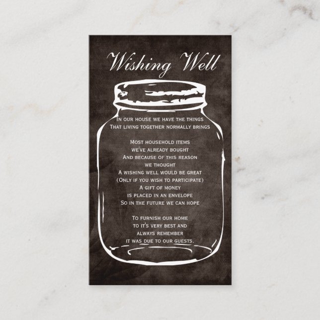 brown rustic mason jar wishing well cards (Front)