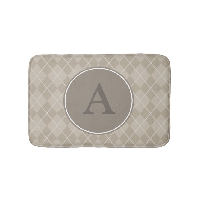 Brown Rustic Monogram Bath Mat Rug (Front)