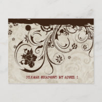 Brown Rustic Parchment Tooled Leather RSVP