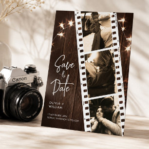 Brown Rustic Photo Booth Save the Date Wedding Announcement Postcard