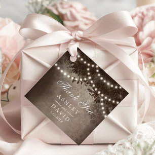 Brown Rustic Tree Canopy Lights Woodland Wedding Favour Tags
