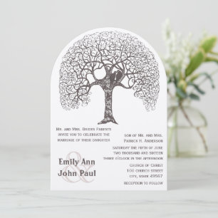 Brown Rustic Tree Love Bird Woodland Wedding Invitation