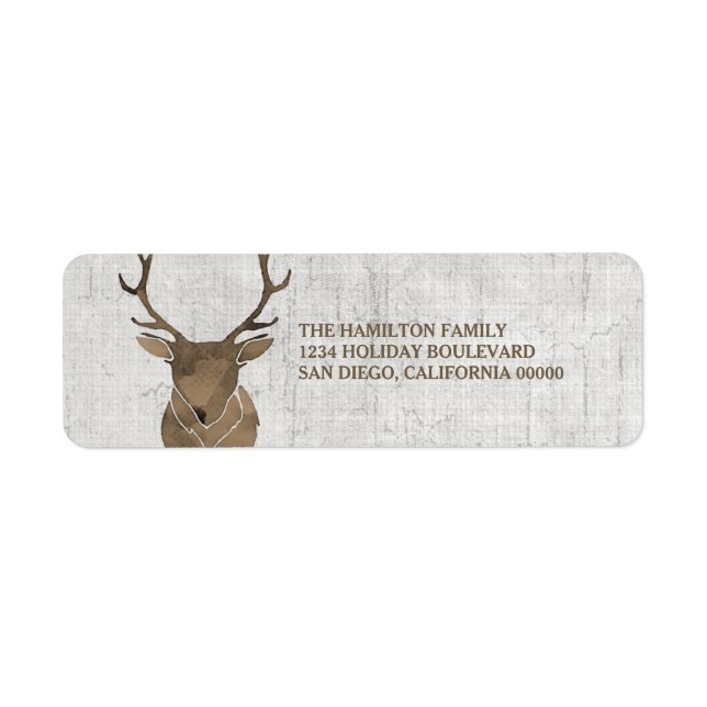 Brown Rustic Watercolor Deer Holiday (Front)