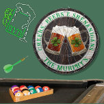 Brown Rustic Wood Cheers Beers Shenanigans Irish  Dartboard<br><div class="desc">Cheers Beers and Shenanigans  Beer stein mugs with 4-leaf clover shamrock. This Irish Beer Drinking-themed dartboard is just right  for your occasion and makes the perfect personalised Gift,  it's great for graduation weddings,  parties,  family reunions,  and just everyday fun. Our easy-to-use template makes personalising easy.</div>