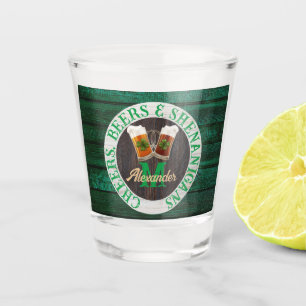 Brown Rustic Wood Cheers Beers Shenanigans Shot Glass