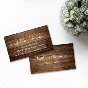 Brown Rustic Wood, Script Wedding Website Details Enclosure Card