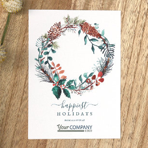 Brown, Sage Green Logo Pinecones Company Christmas Invitation