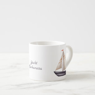 Brown Sailing Boat and Name Espresso Cup