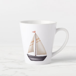 Brown Sailing Boat and Name Latte Mug