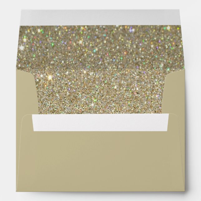 Brown Sand Envelope, Gold Glitter Lined Envelope (Back (Bottom))
