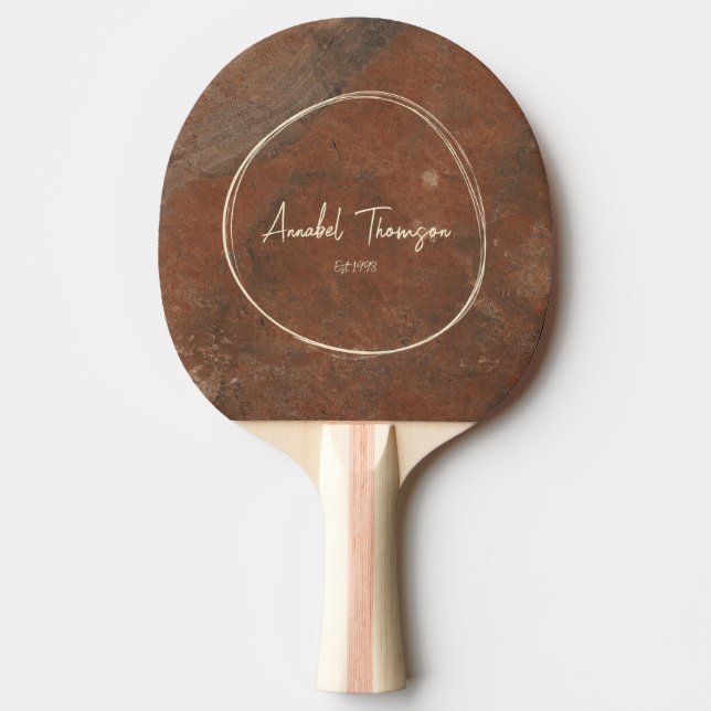 Brown Sand Stone Name in Drawn Circle  Ping Pong Paddle (Front)
