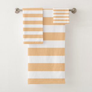 Brown Sand & White Striped Bath Towel Set