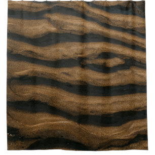 Brown sand with footprints during daytime shower curtain