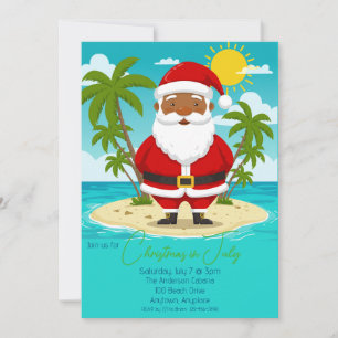 Brown Santa Christmas in July Party Invitation
