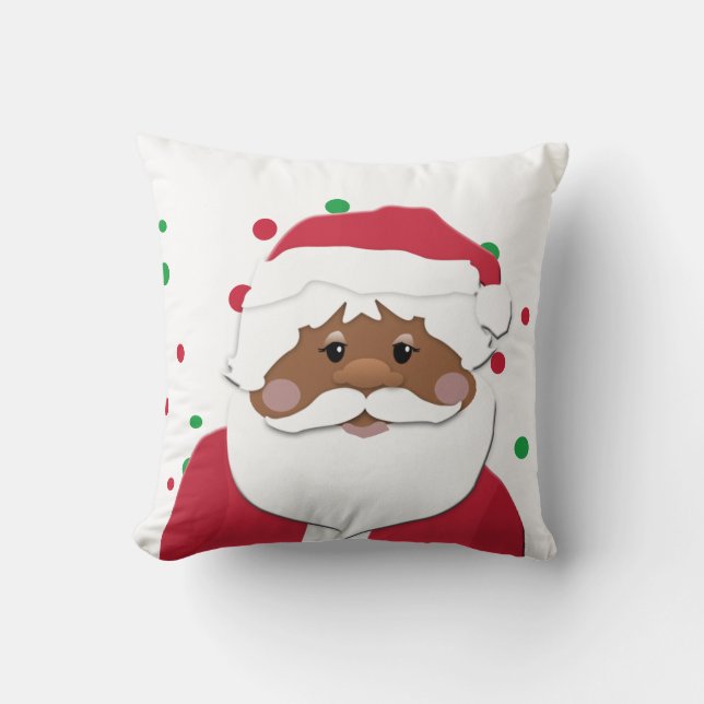 Brown Santa Decorative Christmas Pillow (Front)