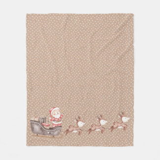 Brown Santa in the Sleigh Fleece Blanket