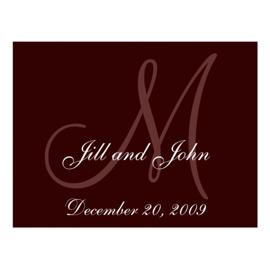 Brown Save the Date Monogram Announcement Postcard