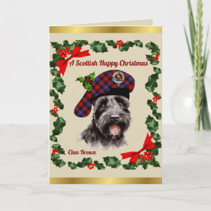 Brown Scottie Dog Personalised Xmas Card