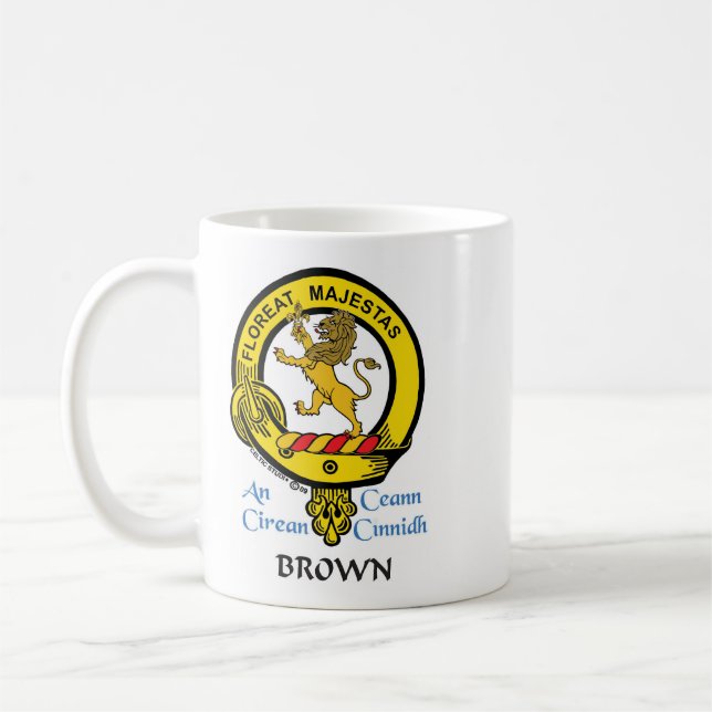 BROWN Scottish Clan Crest Mug (Left)