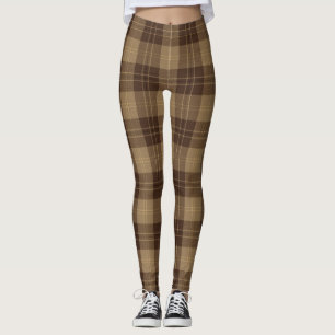 Brown Scottish Tartan Plaid Pattern Leggings