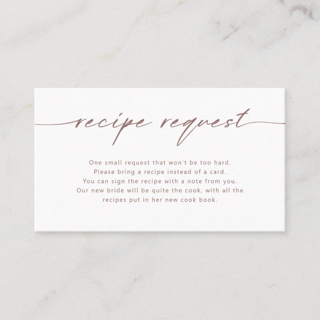 Brown Script Bridal Recipe Request Card (Front)