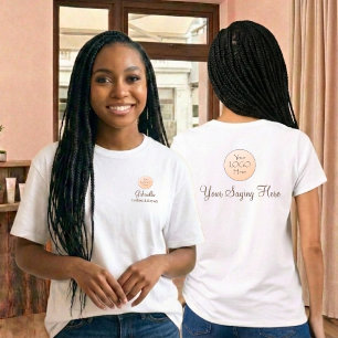 Brown Script Employee Name Business Logo Lashes T-Shirt